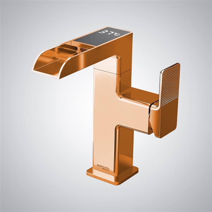 Fontana Gata Rose Gold Hot And Cold LED Luxury Basin Faucet