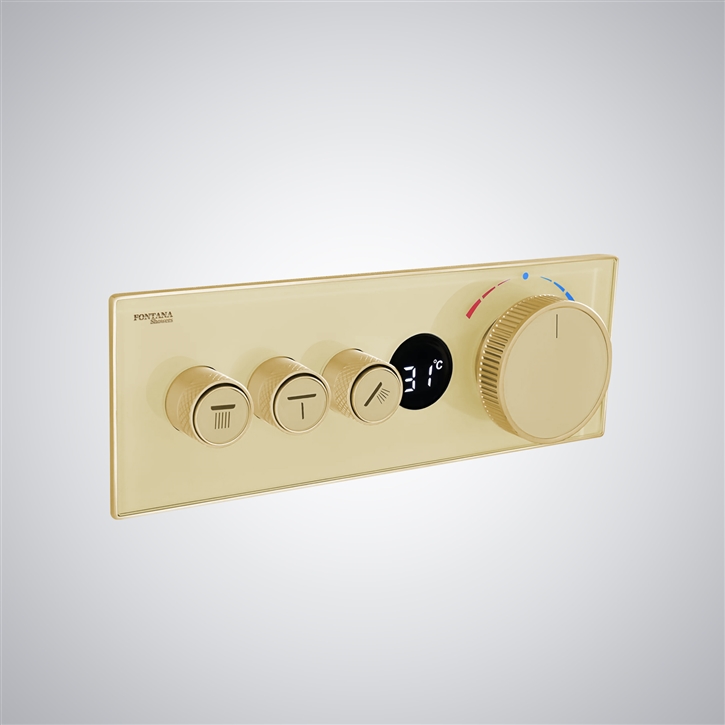 Fontana Tobarra Brushed Gold Digital Thermostatic Luxury Shower Mixer