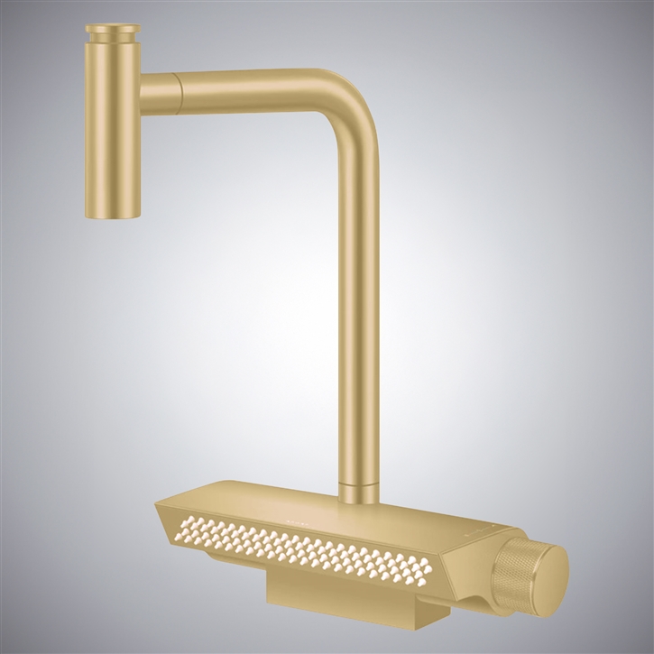 Fontana Loro Brushed Gold Thermostatic Luxury Kitchen Faucet