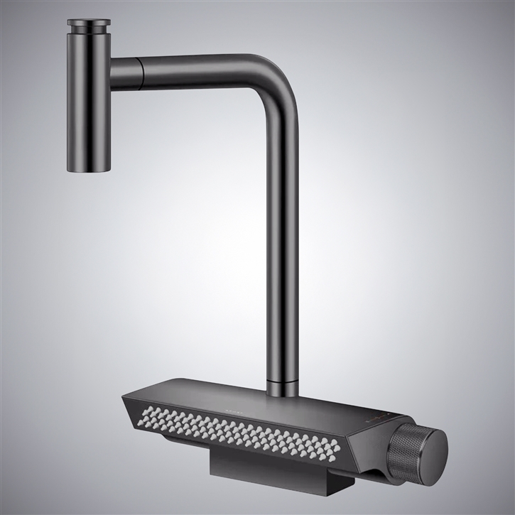 Fontana Loro Gun Metal Gray Thermostatic Luxury Kitchen Faucet