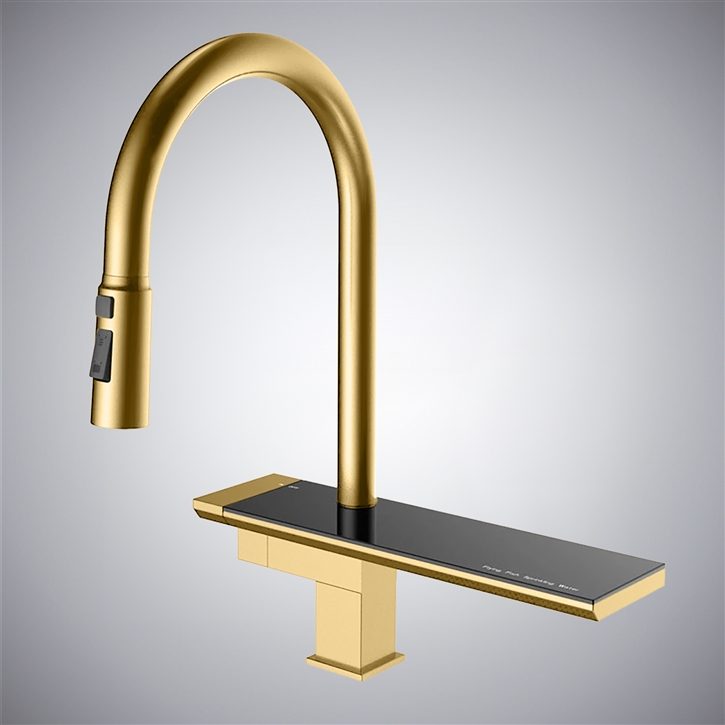 Fontana Supino Brushed Gold Pull-Out Rotatable Hot And Cold Luxury Kitchen Faucet