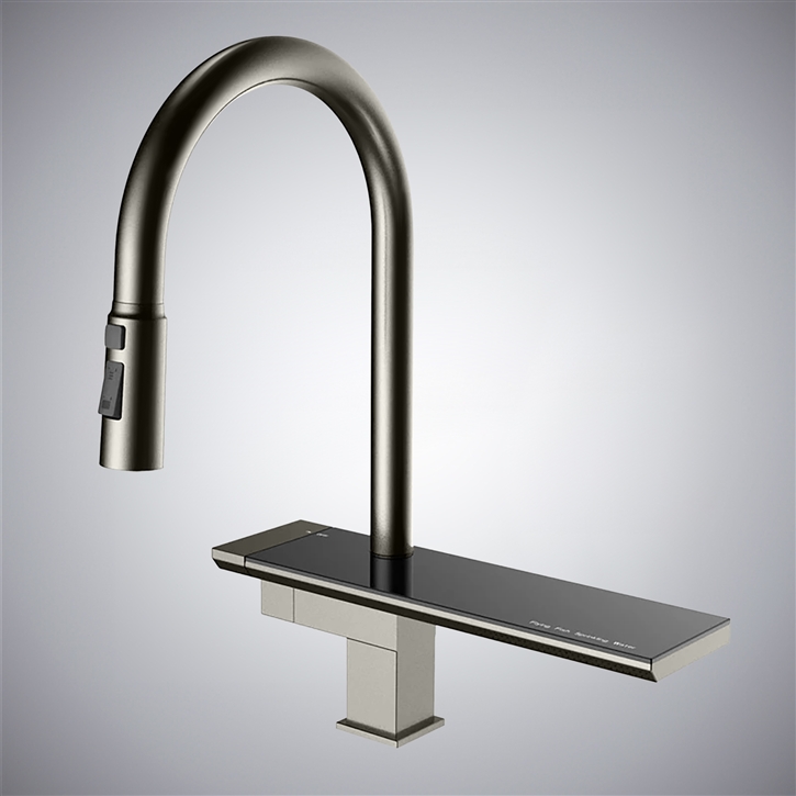Fontana Supino Gun Metal Gray Pull-Out Rotatable Hot And Cold Luxury Kitchen Faucet