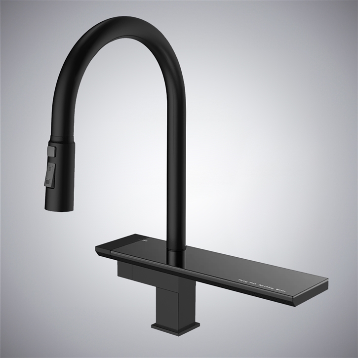 Fontana Supino Matte Black Pull-Out Rotatable Hot And Cold Luxury Kitchen Faucet