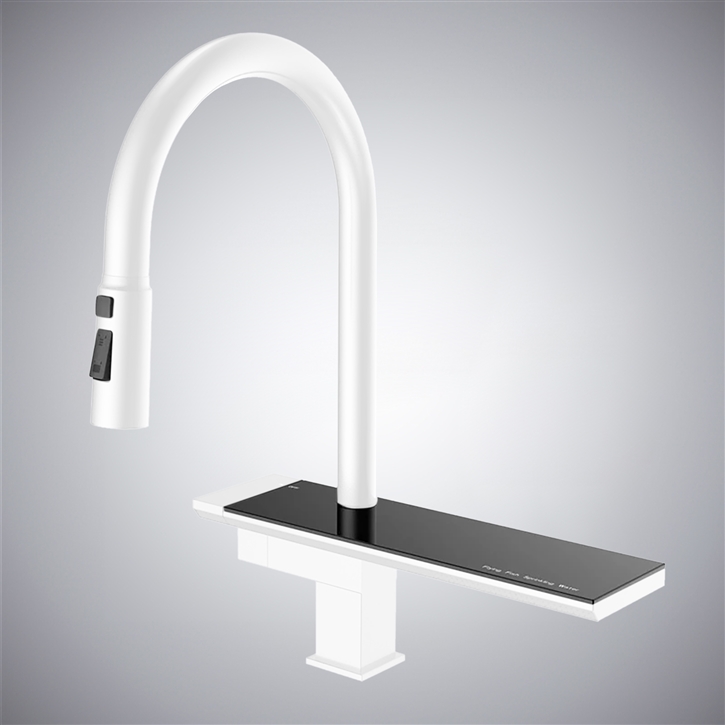 Fontana Supino Matte White Pull-Out Rotatable Hot And Cold Luxury Kitchen Faucet