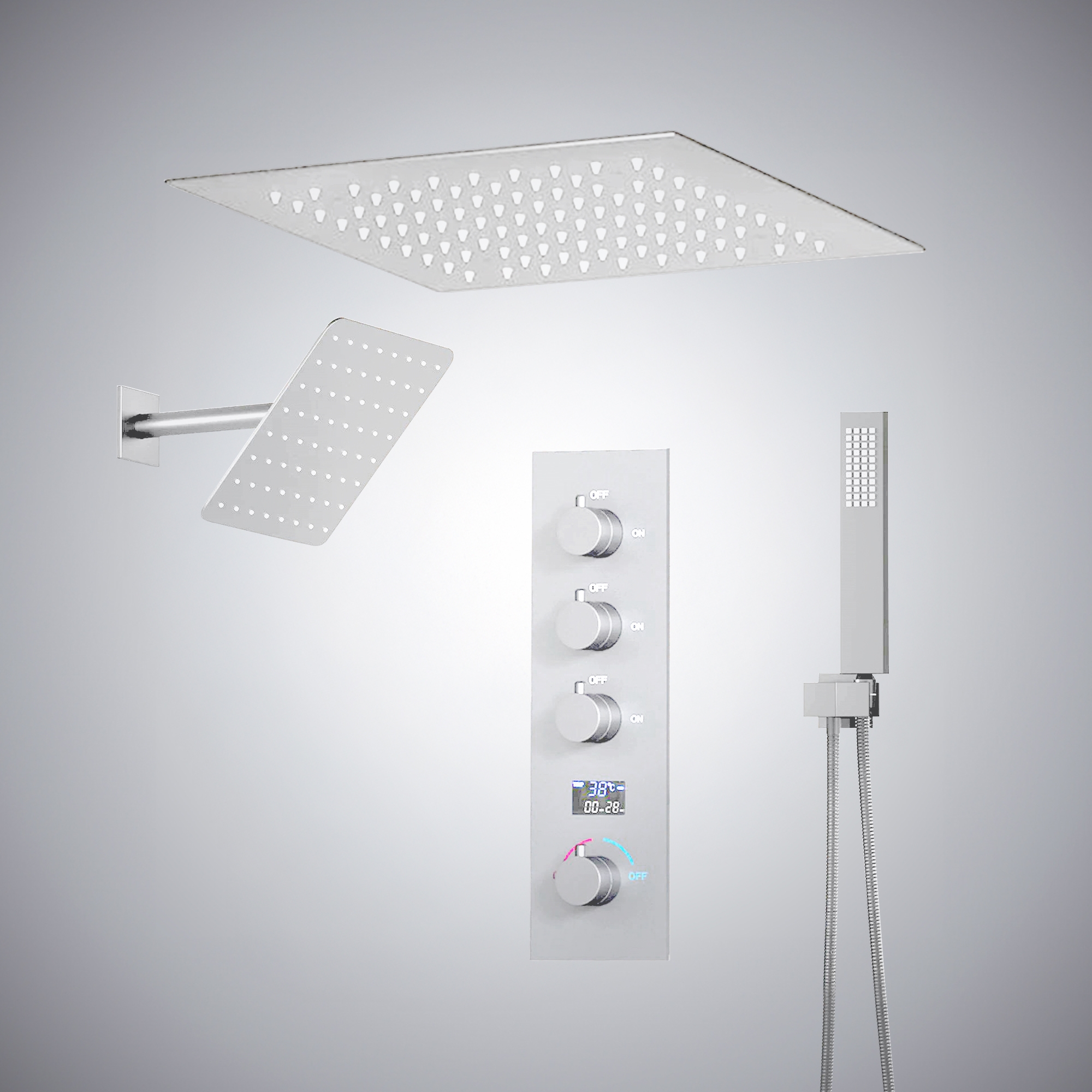 Fontana Moniga Chrome Thermostatic Luxury Shower Set - Chrome Finish