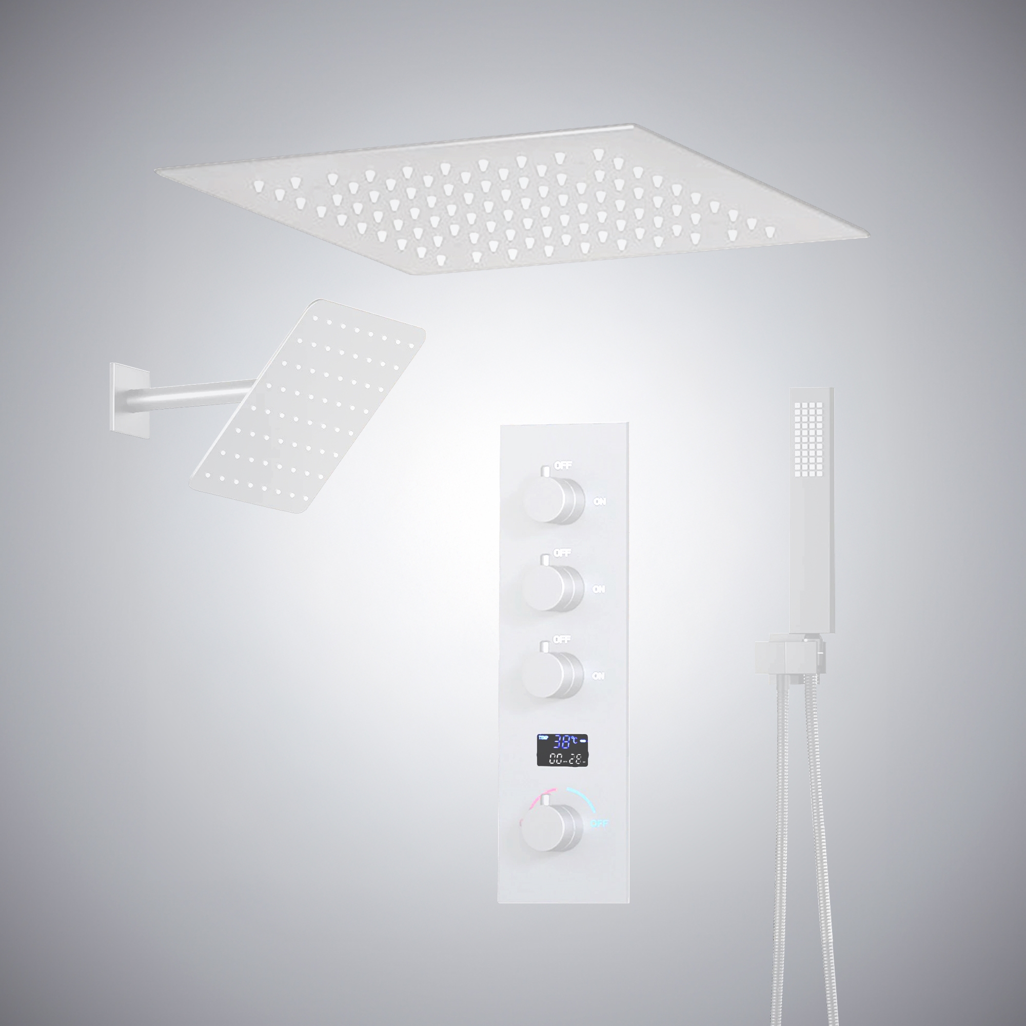Fontana Moniga Matte White Thermostatic Luxury Shower Set - Matte White Finish