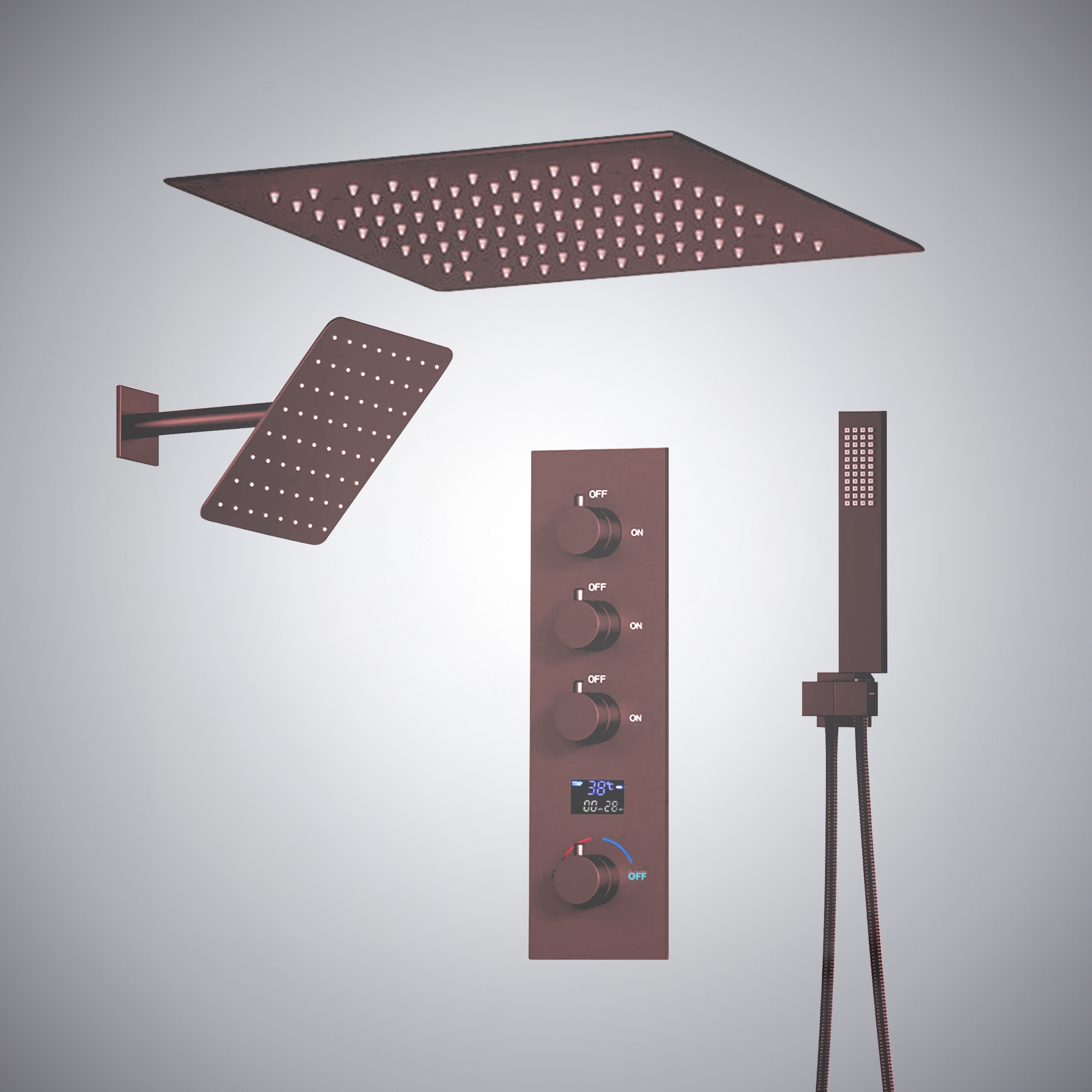 Fontana Moniga oil rubbed bronze thermostatic luxury rainfall shower system with hand shower