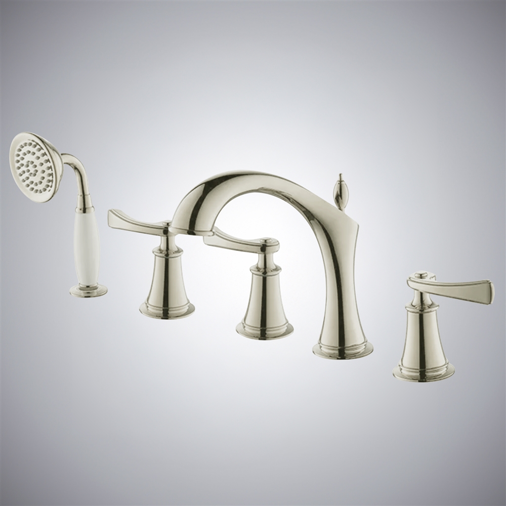 Fontana Osuna Brushed Nickel Hot And Cold Bathtub Faucet with Handheld Shower Head