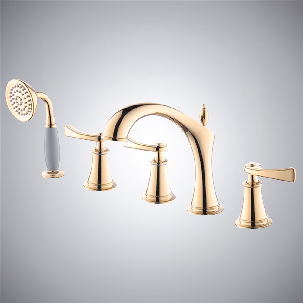 Fontana Osuna Champagne Hot And Cold Bathtub Faucet with Handheld Shower Head