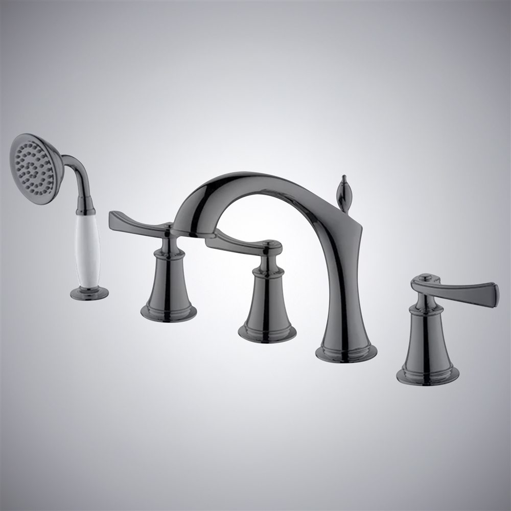 Fontana Osuna Gun Metal Gray Hot And Cold Bathtub Faucet with Handheld Shower Head