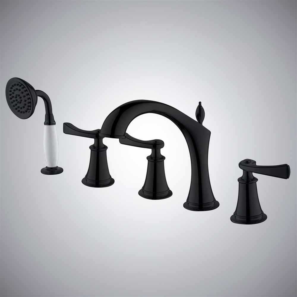 Fontana Osuna Matte Black Hot And Cold Bathtub Faucet with Handheld Shower Head