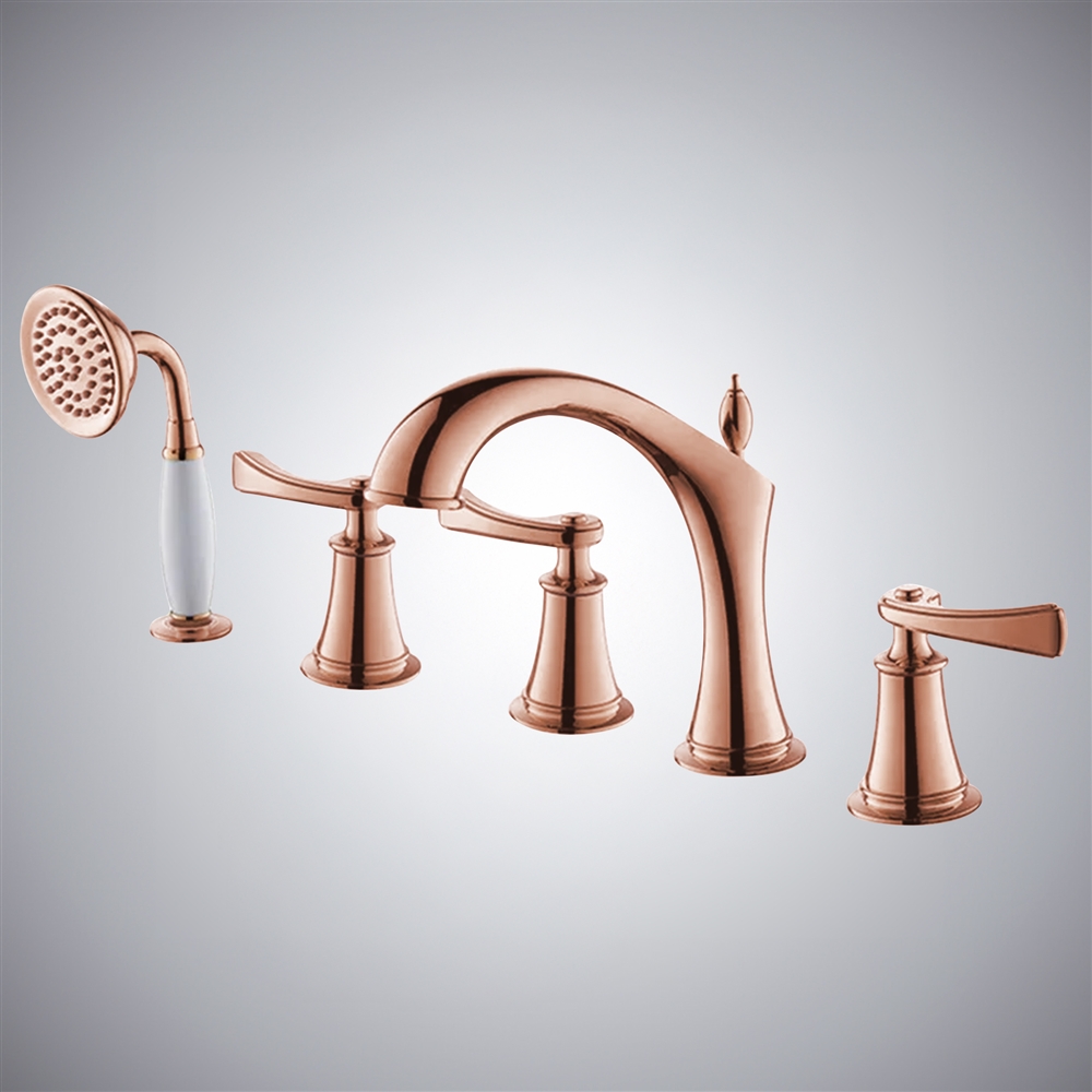 Fontana Osuna Rose Gold Hot And Cold Bathtub Faucet with Handheld Shower Head
