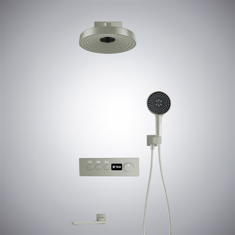 Fontana Atrani Brushed Nickel Thermostatic Display Multifunctional Shower Set