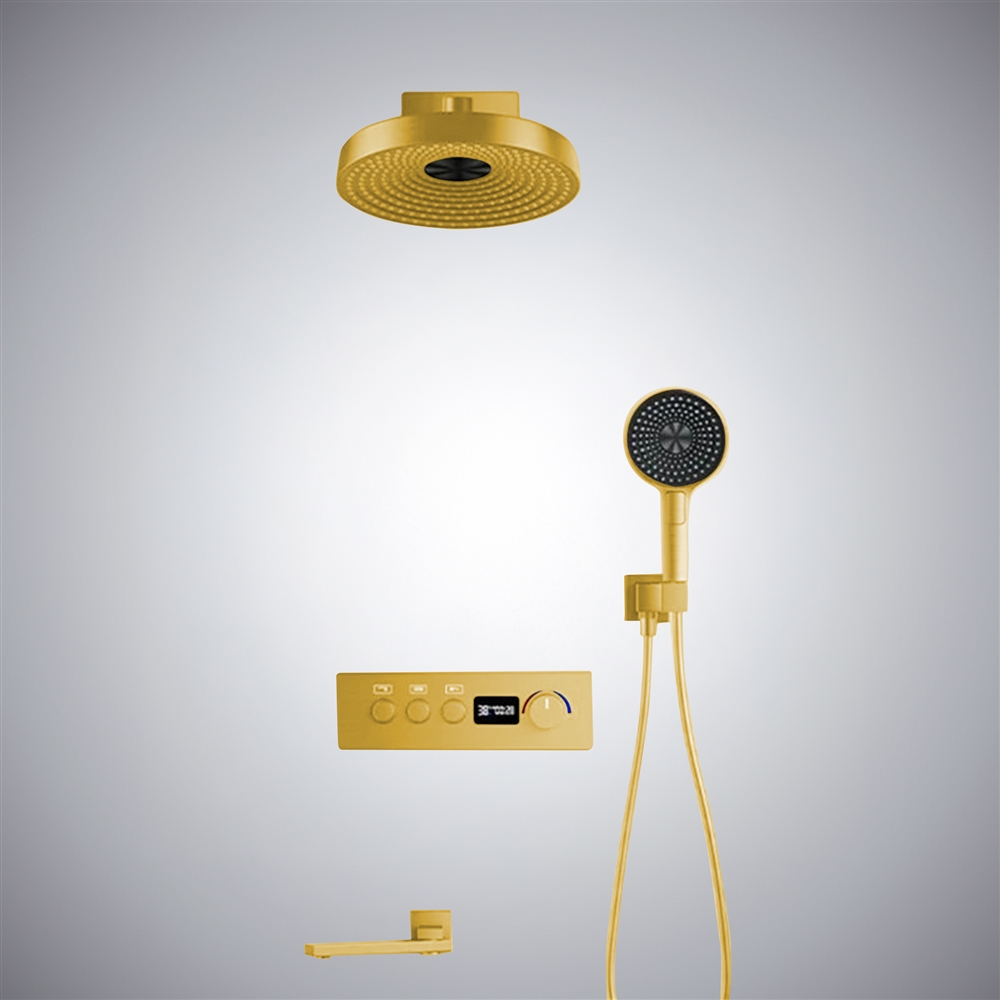 Fontana Atrani Gold Thermostatic Display Multifunctional Shower Set