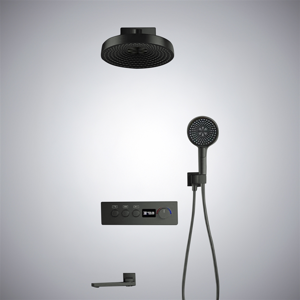Fontana Atrani Gun Metal Gray Thermostatic Display Multifunctional Shower Set
