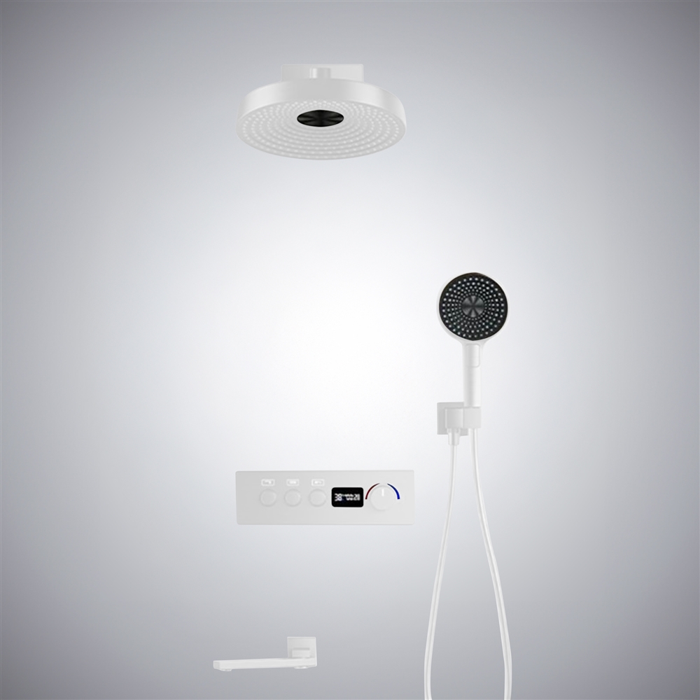 Fontana Atrani Matte White Thermostatic Display Multifunctional Shower Set