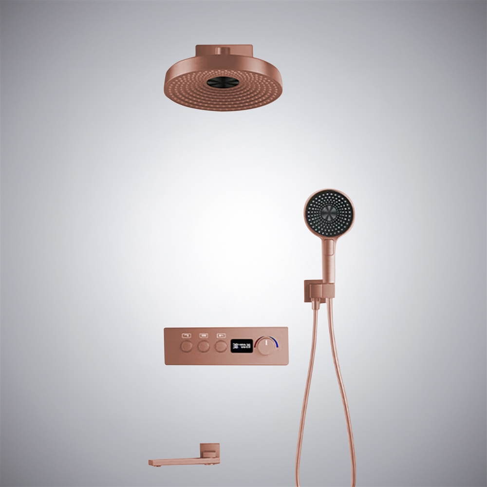 Fontana Atrani Rose Gold Thermostatic Display Multifunctional Shower Set