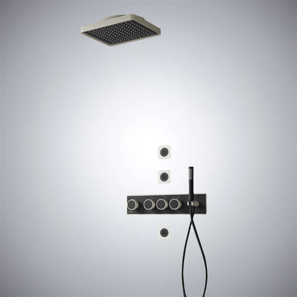 Fontana Osimo Brushed Nickel Thermostatic Multifunctional Shower Set