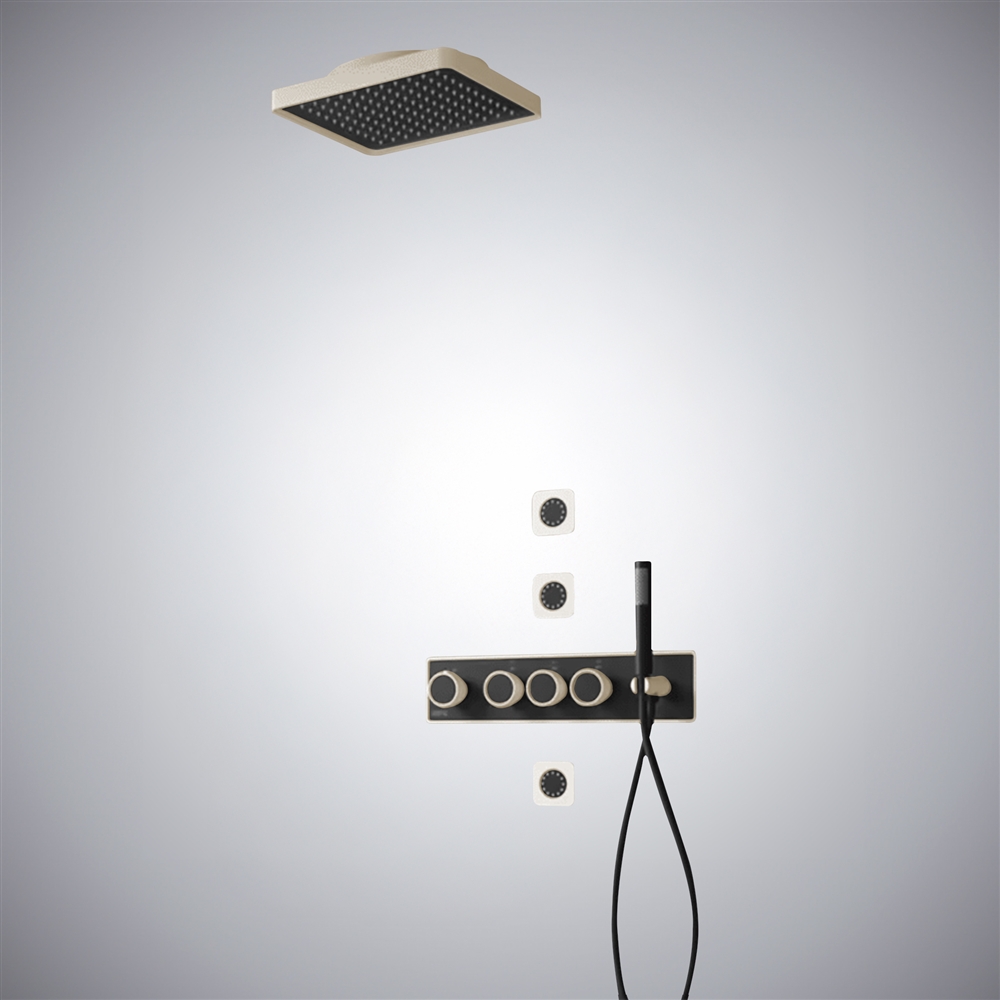 Fontana Osimo Champagne Thermostatic Multifunctional Shower Set