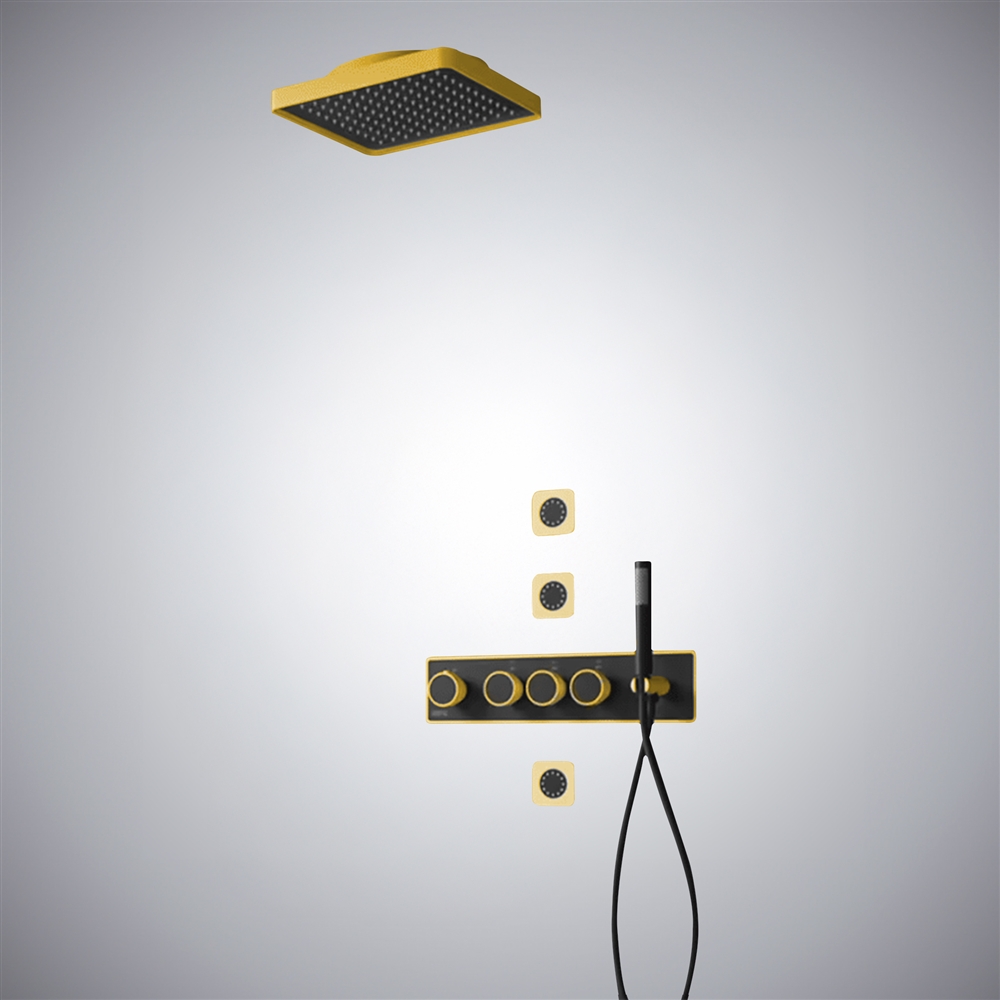 Fontana Osimo Gold Thermostatic Multifunctional Shower Set