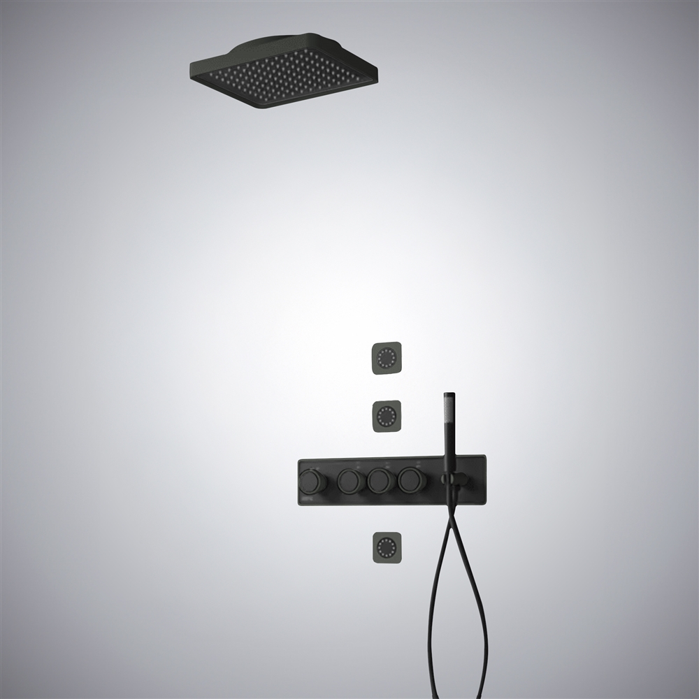 Fontana Osimo Gun Metal Gray Thermostatic Multifunctional Shower Set