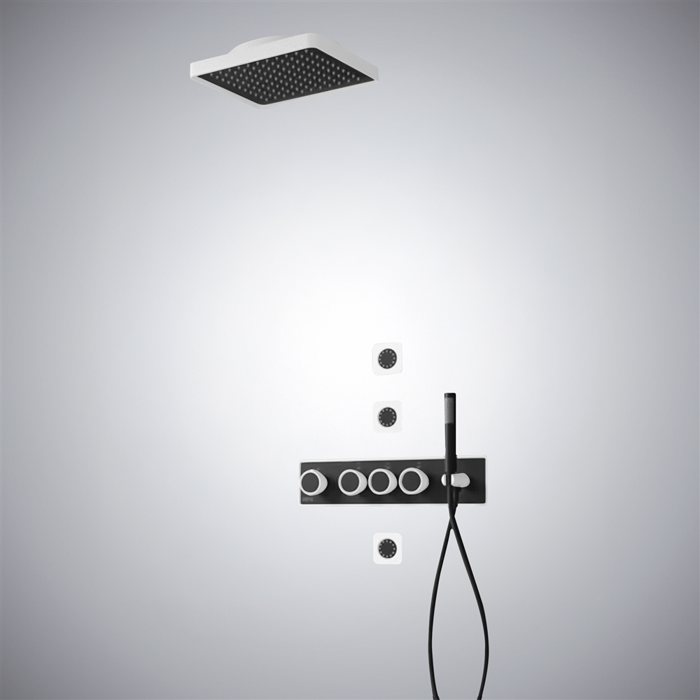 Fontana Osimo Matte White Thermostatic Multifunctional Shower Set