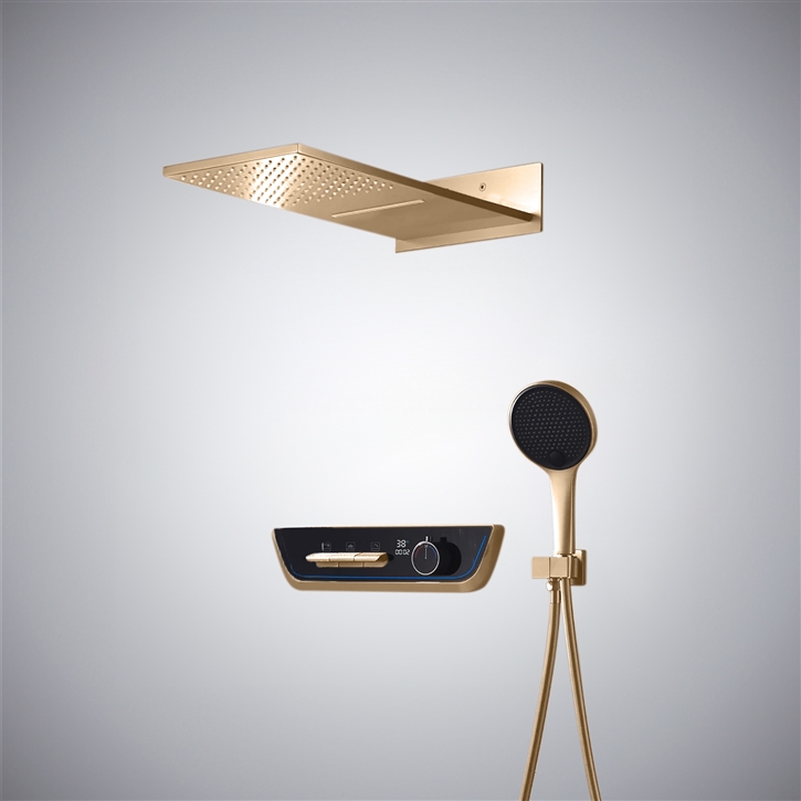 Fontana Grano Champagne Thermostatic Multifunctional Embedded Shower Set