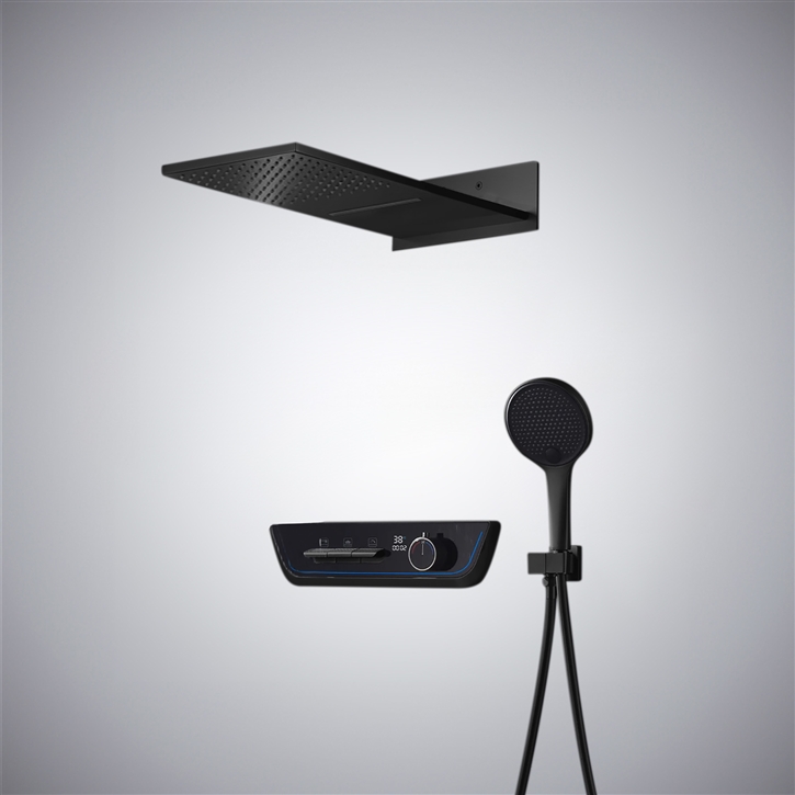 Fontana Grano Matte Black Thermostatic 3 Functions Embedded Shower Set