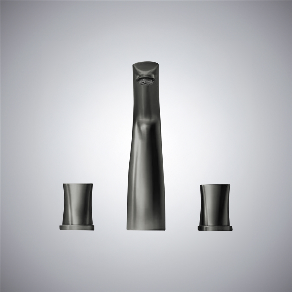 Fontana Posada Gun Metal Gray Two Handles Hot And Cold Luxury Basin Faucet