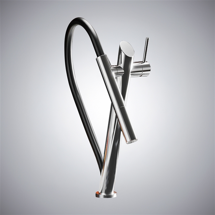 Fontana Buja Gun Metal Gray Hot And Cold Pull-Out Luxury Kitchen Faucet