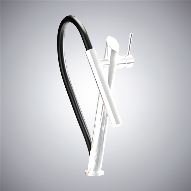 Fontana Buja Matte White Hot And Cold Pull-Out Luxury Kitchen Faucet