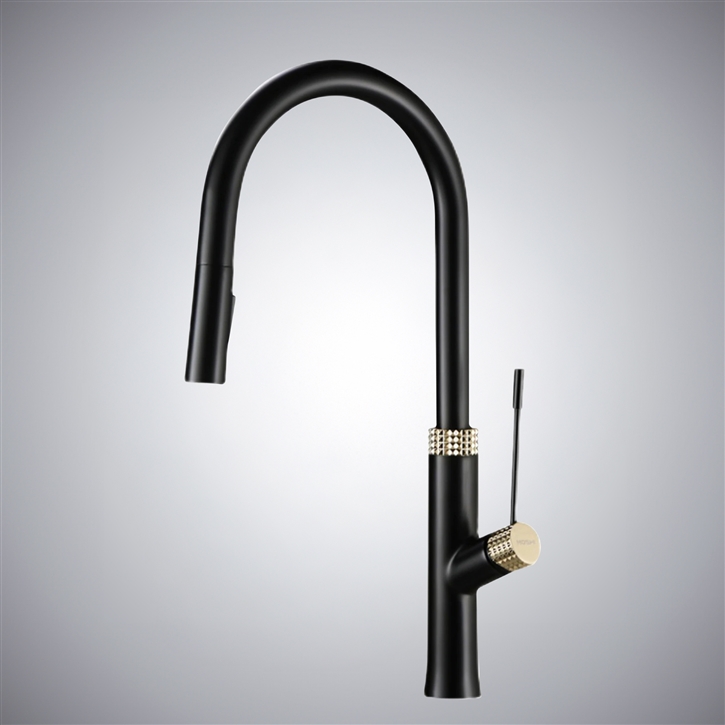 Fontana Lonato Matte Black  Single Handle Pull-Out Luxury Kitchen Faucet