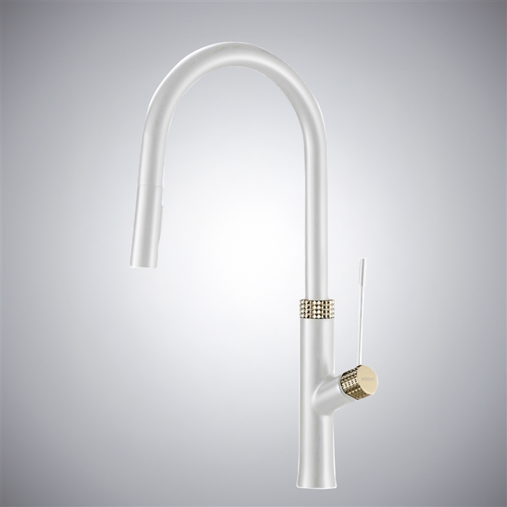 Fontana Lonato Matte White Pull-Out Hot and Cold Luxury Kitchen Faucet