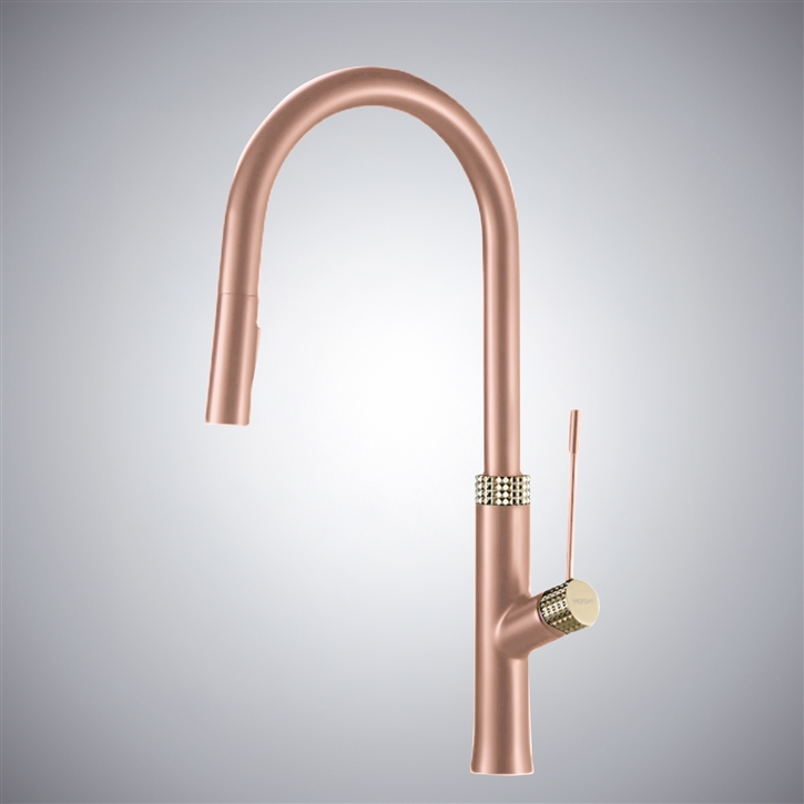 Fontana Lonato Rose Gold Hot and Cold Pull-Out Luxury Kitchen Faucet