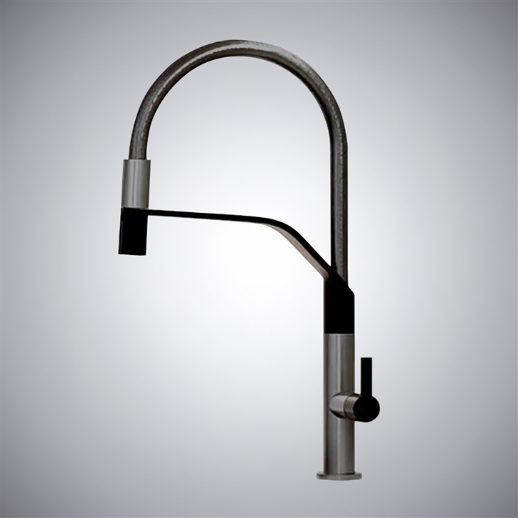 Fontana Chiusi Gun Metal Gray Pull-Out Hot And Cold Luxury Sink Faucet