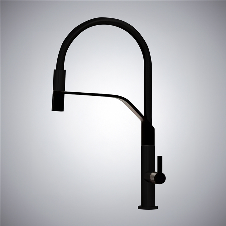 Fontana Chiusi Matte Black Hot And Cold Luxury Pull-Out Kitchen Faucet