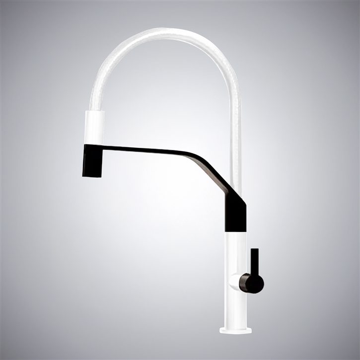 Fontana Chiusi Matte White Thermostatic Pull-Out Modern Kitchen Faucet