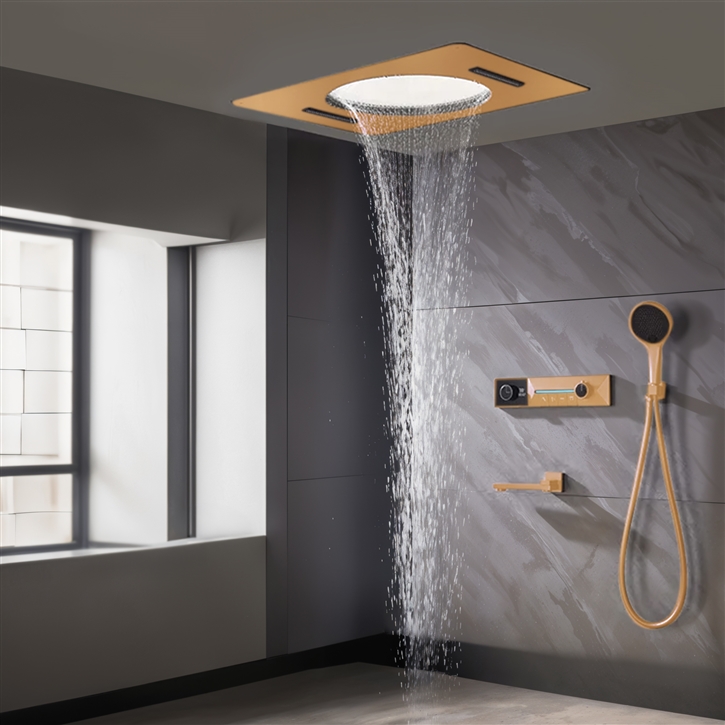 Fontana Pombia Gold LED Thermostatic Shower Set with 4 Functions ...