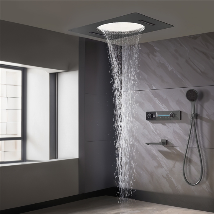 Fontana Pombia Gun Metal Gray LED Thermostatic Shower Set with 4 ...