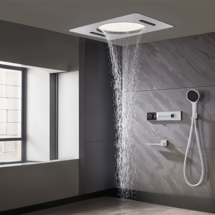 Fontana Pombia Matte White LED Hot And Cold Shower Set With Faucet