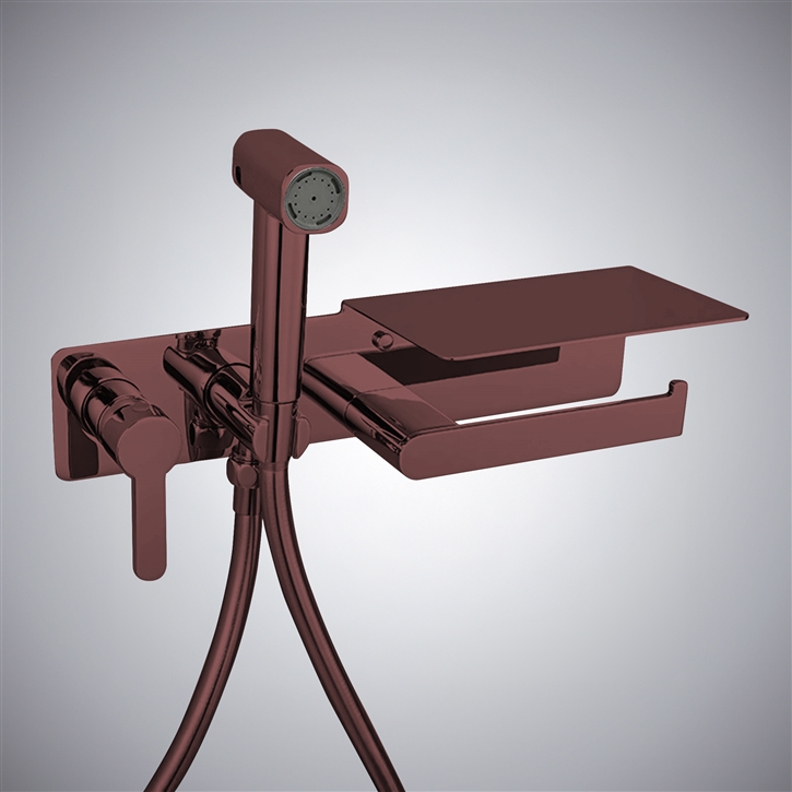 Fontana Acate Oil Rubbed Bronze Wall Mount Sprayer Bidet Set With Paper Holder Rack