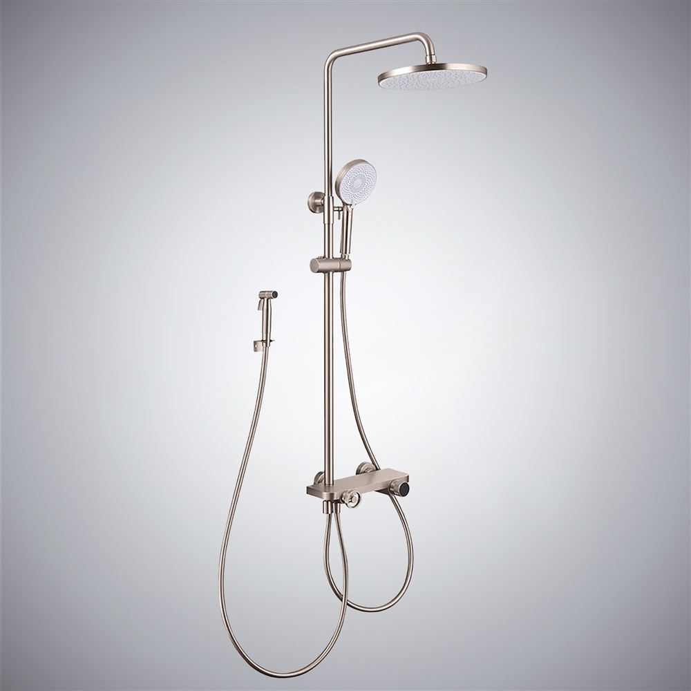 Fontana Aspe Brushed Nickel Thermostatic LED Digital Luxury Shower System