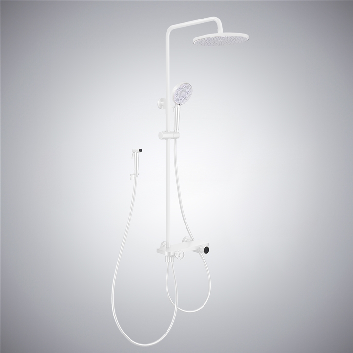 Fontana Aspe Matte White Digital Hot And Cold Luxury LED Shower System