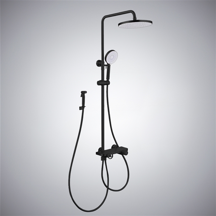 Fontana Briga Matte Black Multifunctional Hot And Cold LED Digital Shower Set