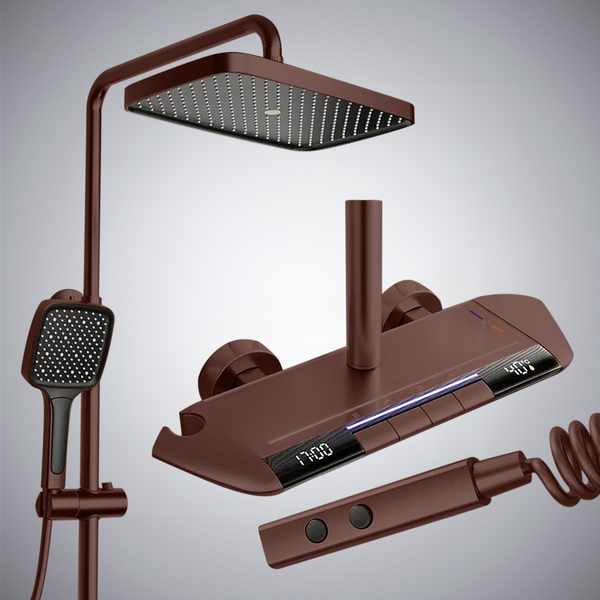 Fontana Irun Oil Rubbed Bronze Multifunctional Hot And Cold LED Shower Set