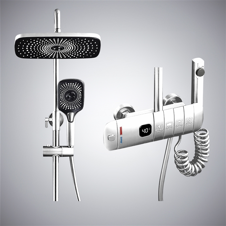 Fontana Rute Chrome Thermostatic Mixer Multifunctional Shower System ...