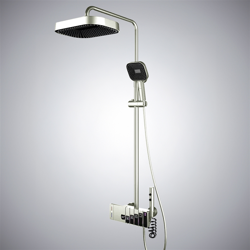Fontana Barco Brushed Nickel Thermostatic LED Digital ShowerSet With 5G ...