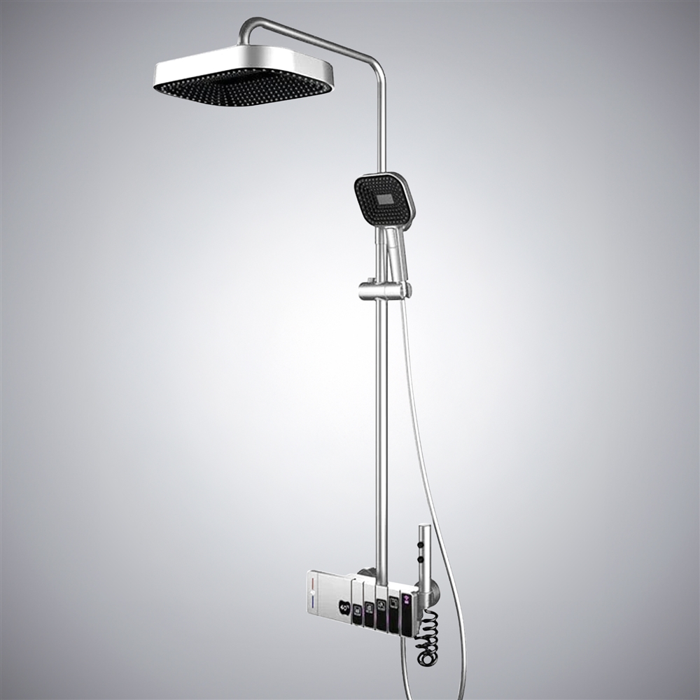 Fontana Barco Chrome Thermostatic LED Digital ShowerSet With 5G Wifi ...