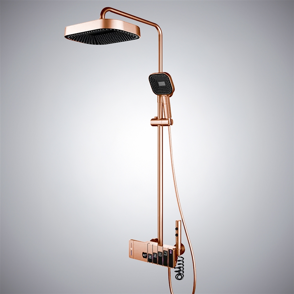 Fontana Barco Rose Gold LED Digital 4 Functions Shower System With 5G Wifi