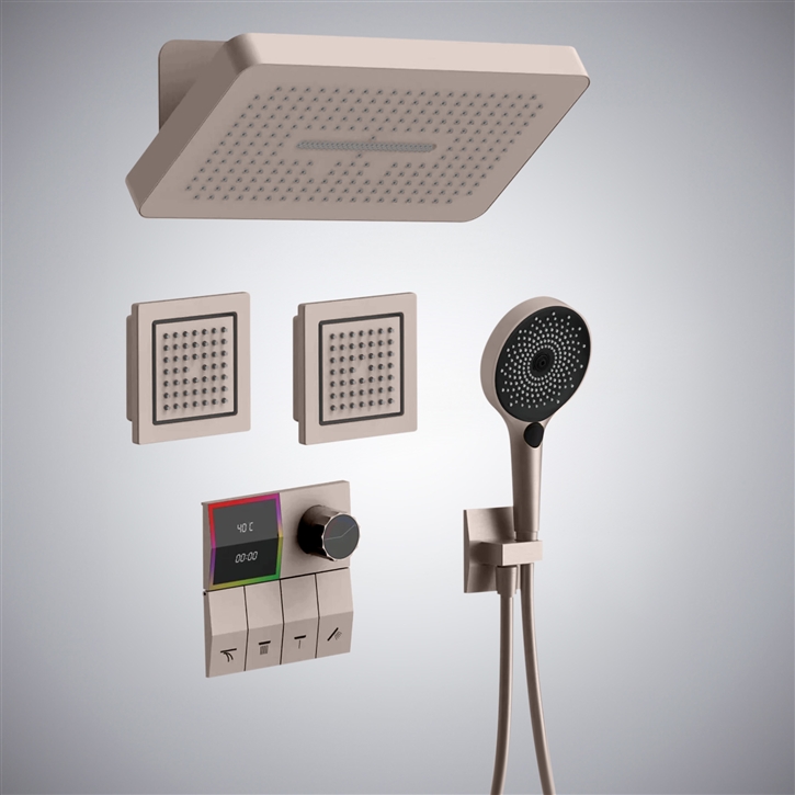Fontana Zumaya Brushed Nickel Thermostatic Luxury Shower System ...